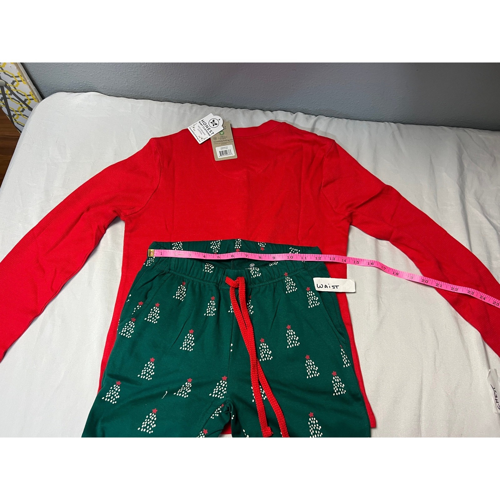 Honest Baby Clothing Womens Xs Red Green Organic Cotton Christmas Pajama Set New — image 3 of 8